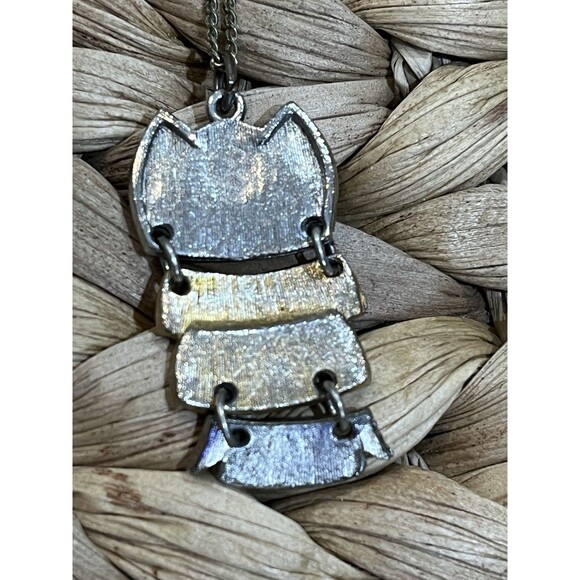 Vintage Mixed Metal Articulated Owl Pendant Necklace With Yellow Stone Eyes - Picture 5 of 7